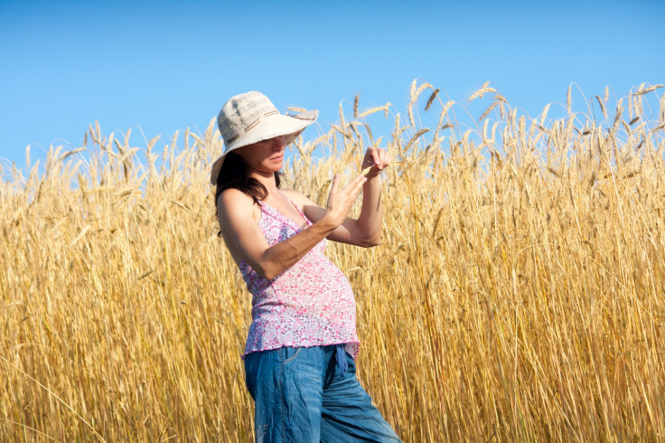 shutterstock photo of pregnant women in wheat field