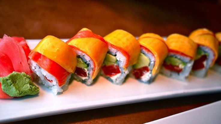 Sushi rolls on plate