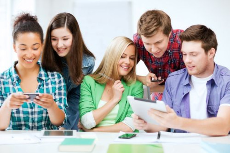 College students using digital devices