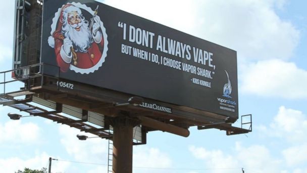 Vaping Billboard Shows Santa Smoking E Cigarette Mirroring Old