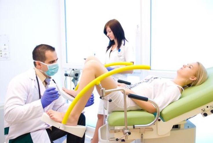Woman undergoing a gynecological examination