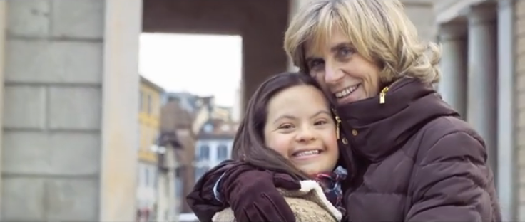 Woman with Down syndrome hugging her mom