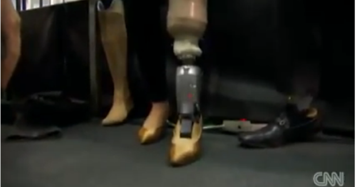 Adrianne Haslet-Davis puts on bionic limb to dance