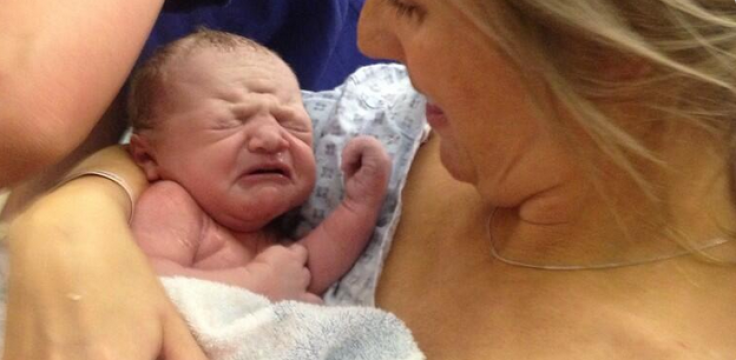 Mother with newborn at hospital