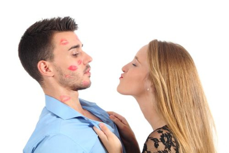 Woman trying to kiss man desperately 