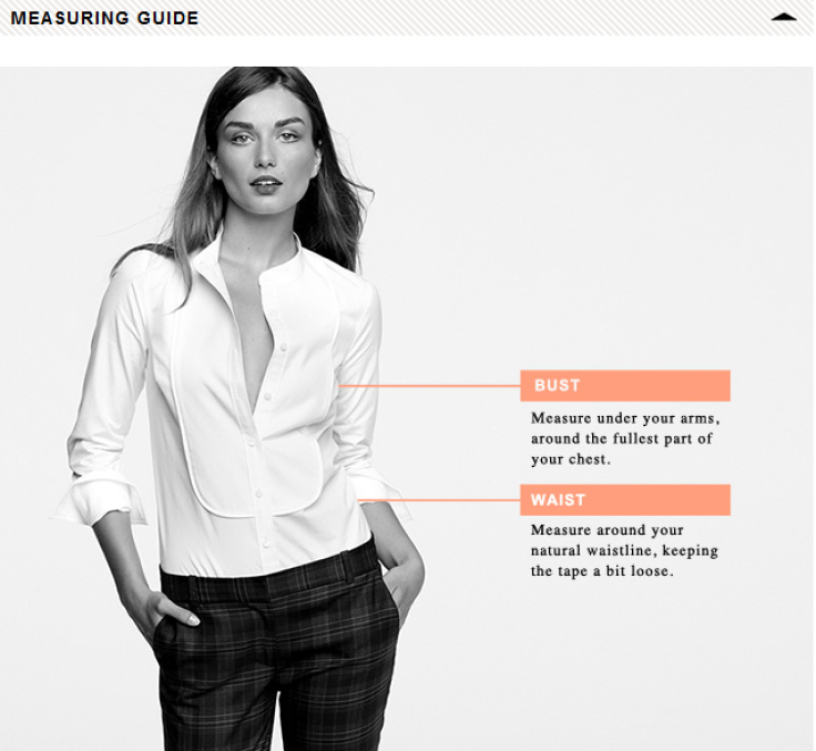 J. Crew's measuring guide