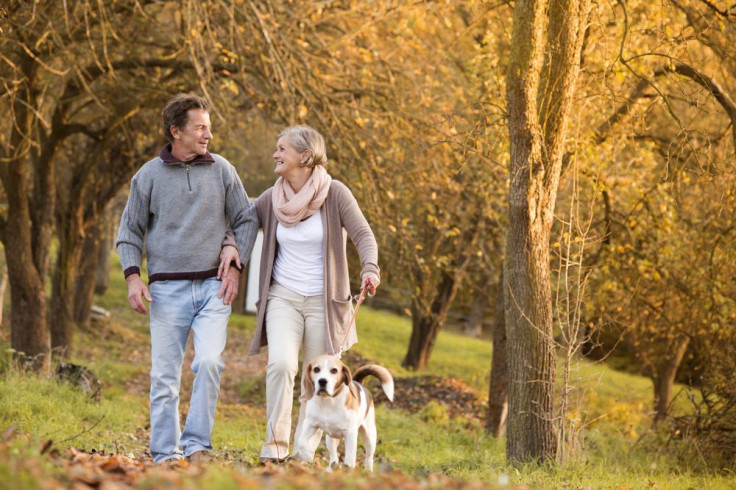 Older Adults Walking Dog