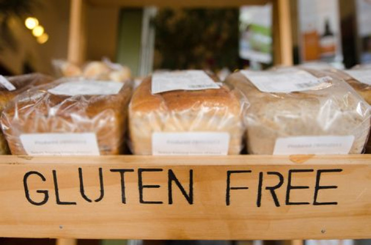 Gluten-free loaf of breads on display in a health food shop