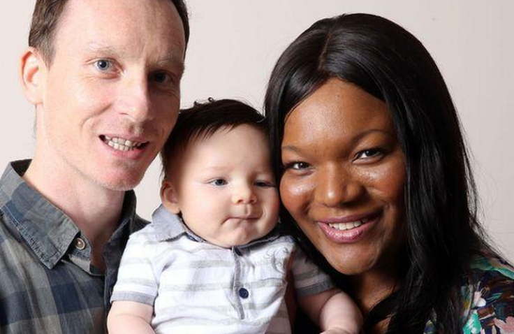 Interracial couple has white baby