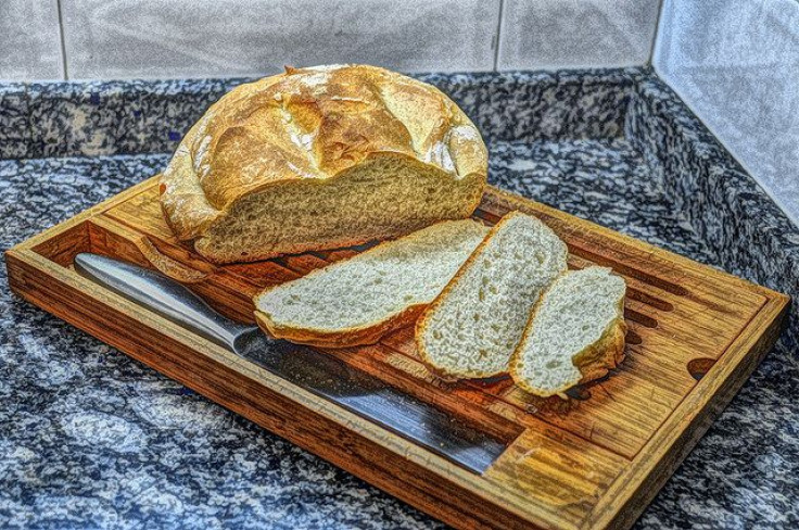 Bread on table with knife