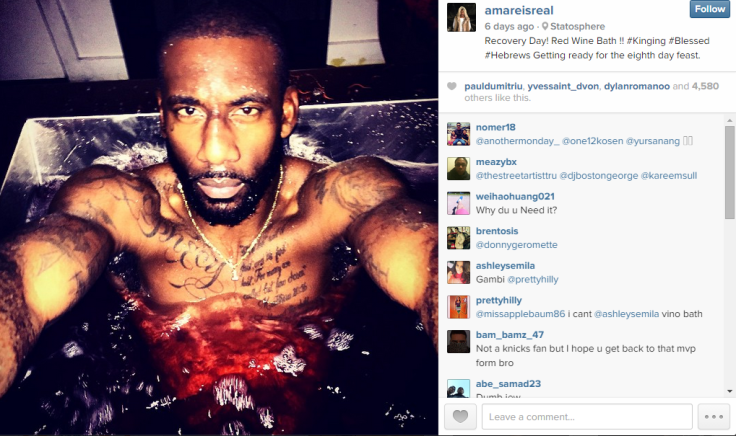 Amar'e Stoudemire taking a red wine bath