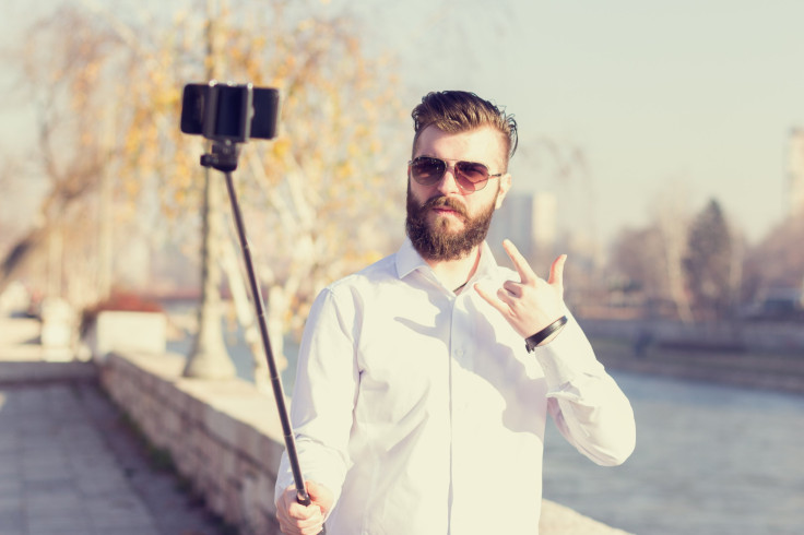 selfie stick on a hipster