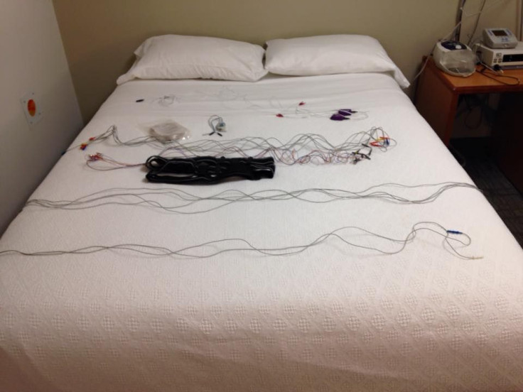 Bed with overnight sleep study equipment