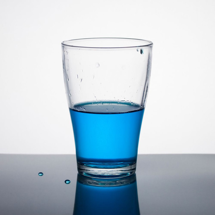 glass of blue liquid