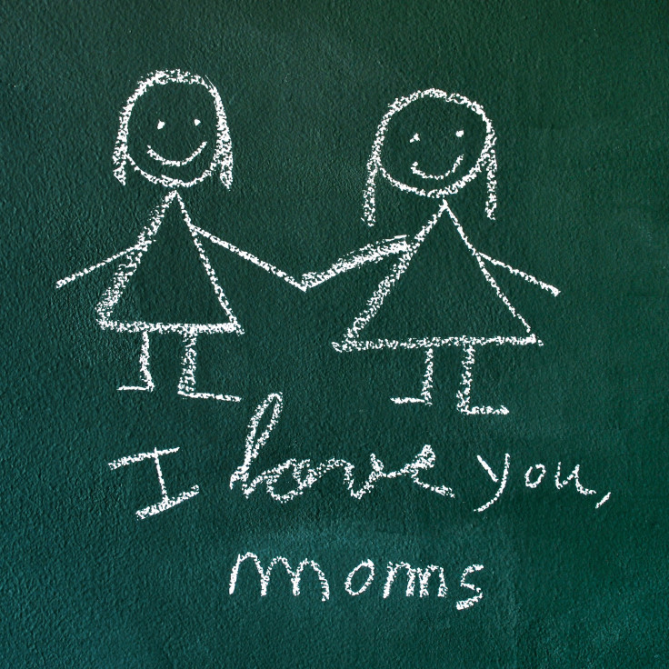 Chalkboard drawing of same sex parents