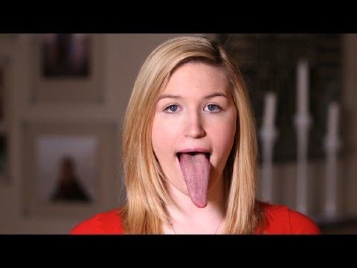 Teen Girl Adrianne Lewis Uses 4-Inch-Long Tongue To Lick Her Eyes And Nose