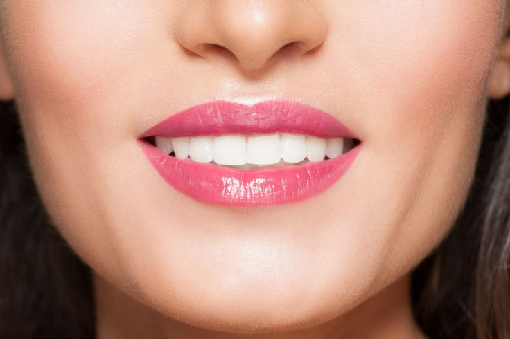 Close-up of smile with white beautiful healthy teeth