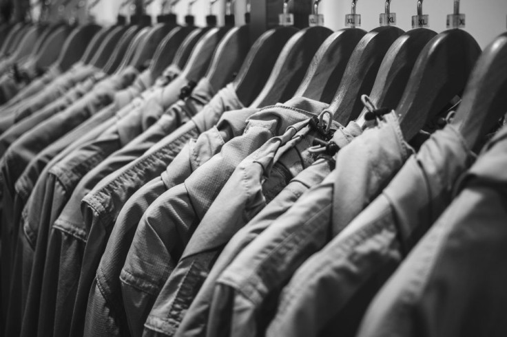Jackets on clothing rack