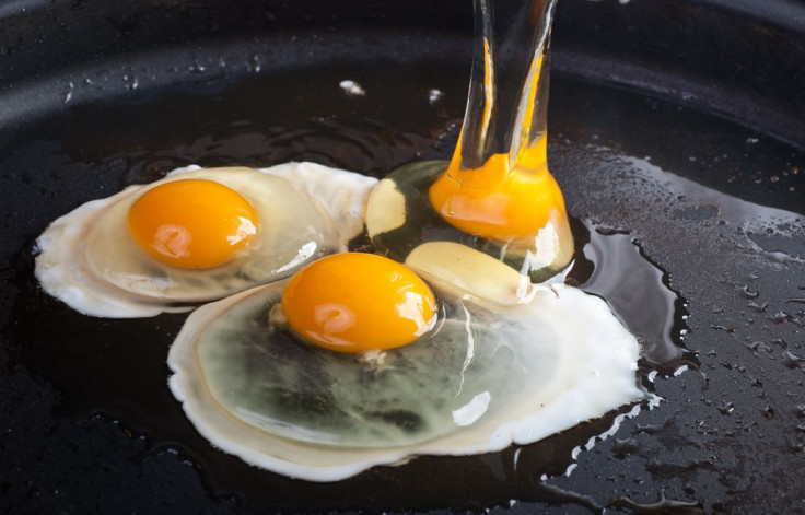 Fried eggs on skillet