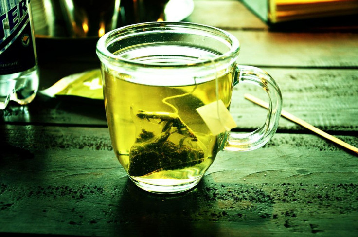 Green tea on table