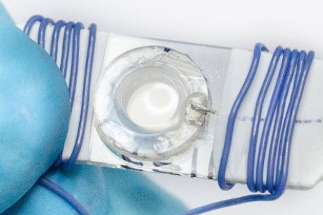 A prototype of an electrically switchable contact lens previously developed by Eurolens Research and UltraVision CLPL. The lens makes use of liquid crystals, a material used in the vast majority of TV and smartphone screens.