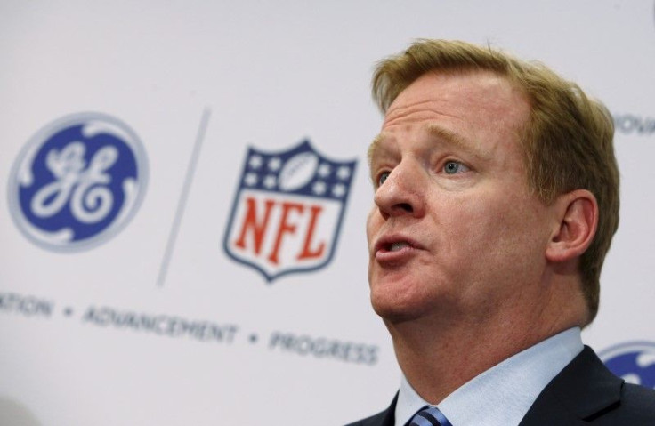 Roger Goodell speaks during a press conference. 