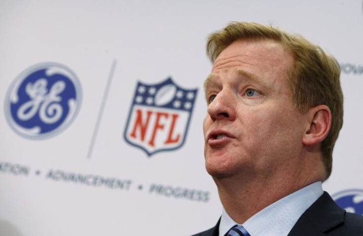 Roger Goodell speaks during a press conference.
