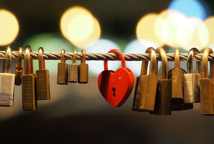 Love padlocks on bridge