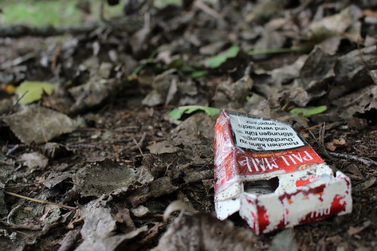 Discarded cigarette box