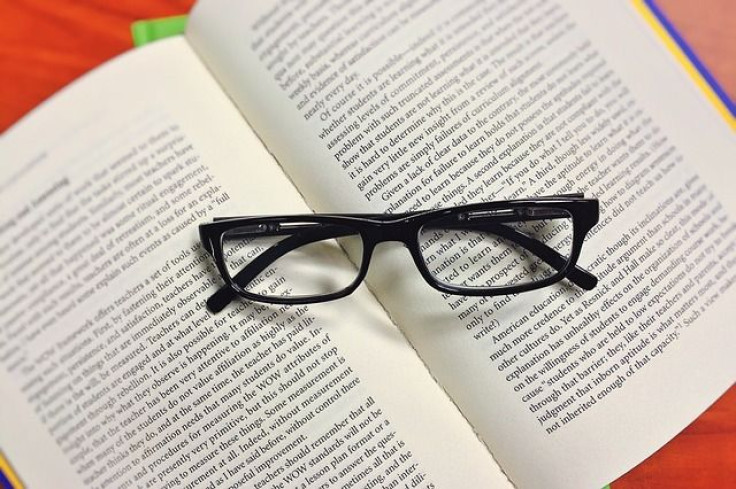 Glasses on book