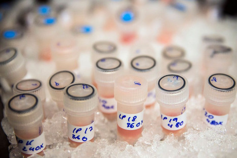 Vials containing biological samples are stored on ice to keep them fresh before being analyzed to see how they are affected by chemotherapy drugs at the Cancer Research UK Cambridge Institute on Dec. 9, 2014, in Cambridge, England.