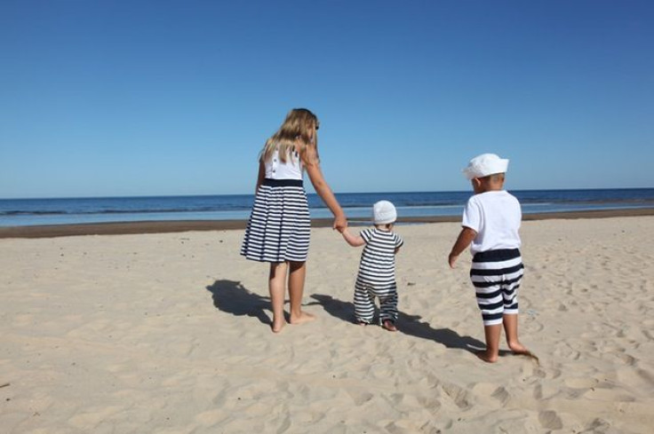 Family on beach