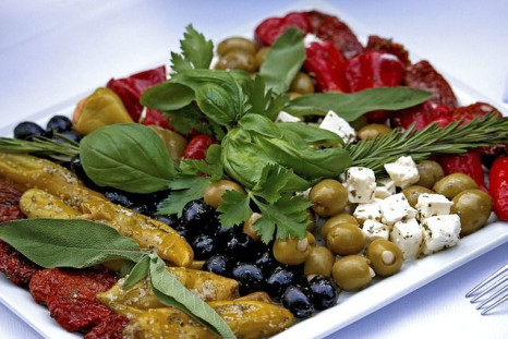 The Mediterranean diet is high in fruit, vegetables, and olive oil.