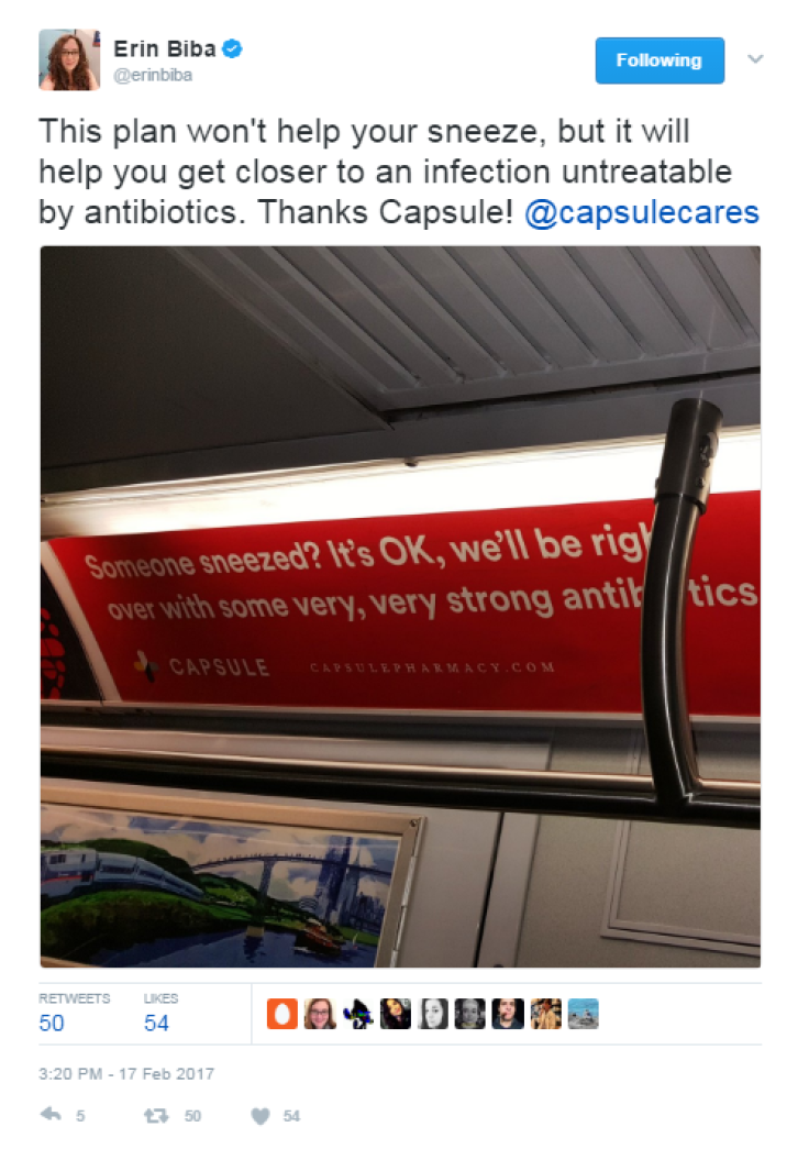 Tweet - Capsule Cares Subway Ad