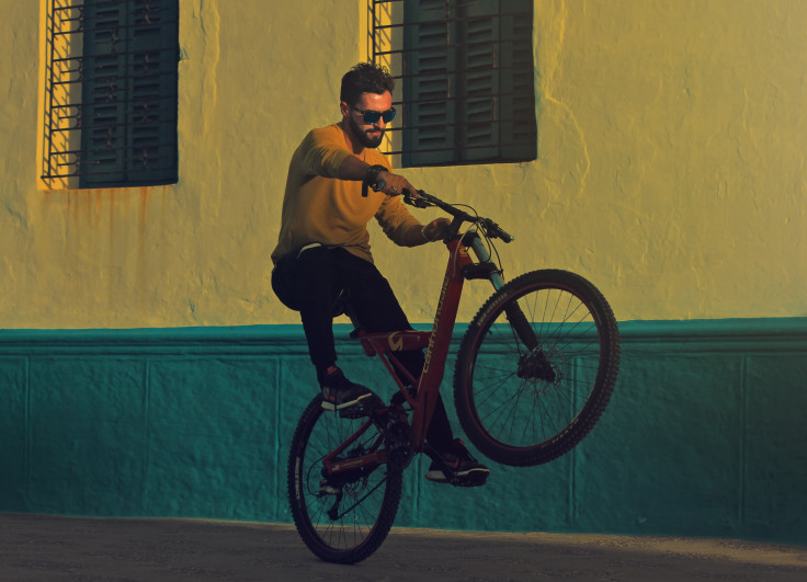 Man riding bike