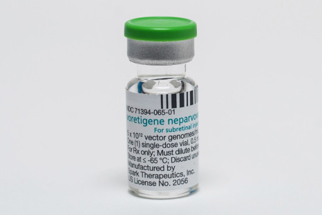 A vial of the Luxturna, a treatment for an inherited condition that swaps out a mutated gene in the retina with a functioning one to stop blindness