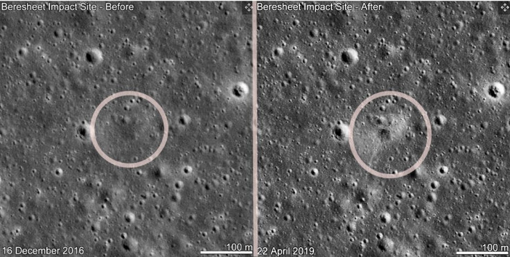 Beresheet Impact Site Before and After images