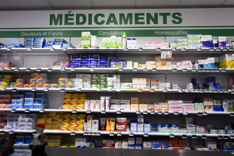 A picture taken in a pharmacy in Orleans on January 11, 2018 shows medicine on shelves.