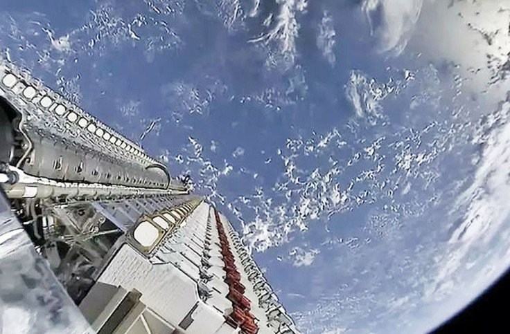 Starlink satellite cluster aboard a Falcon 9