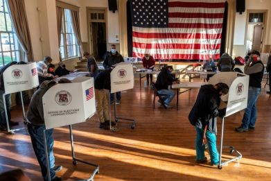 Voters cast their ballots in Hillsboro, Virginia on Election Day.
