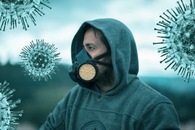 Representative image of a person wearing a mask for protection against viruses.