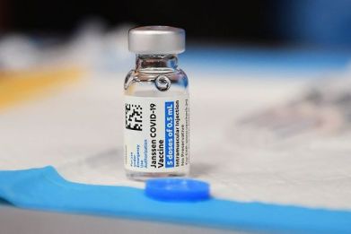 Johnson & Johnson's Janssen Covid-19 vaccine awaits administration at a vaccination clinic in Los Angeles, California on December 15, 2021.
