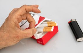When a person quits smoking, the lungs start to heal immediately and the lung function improves within a month.