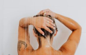 Back View of Woman in Shower